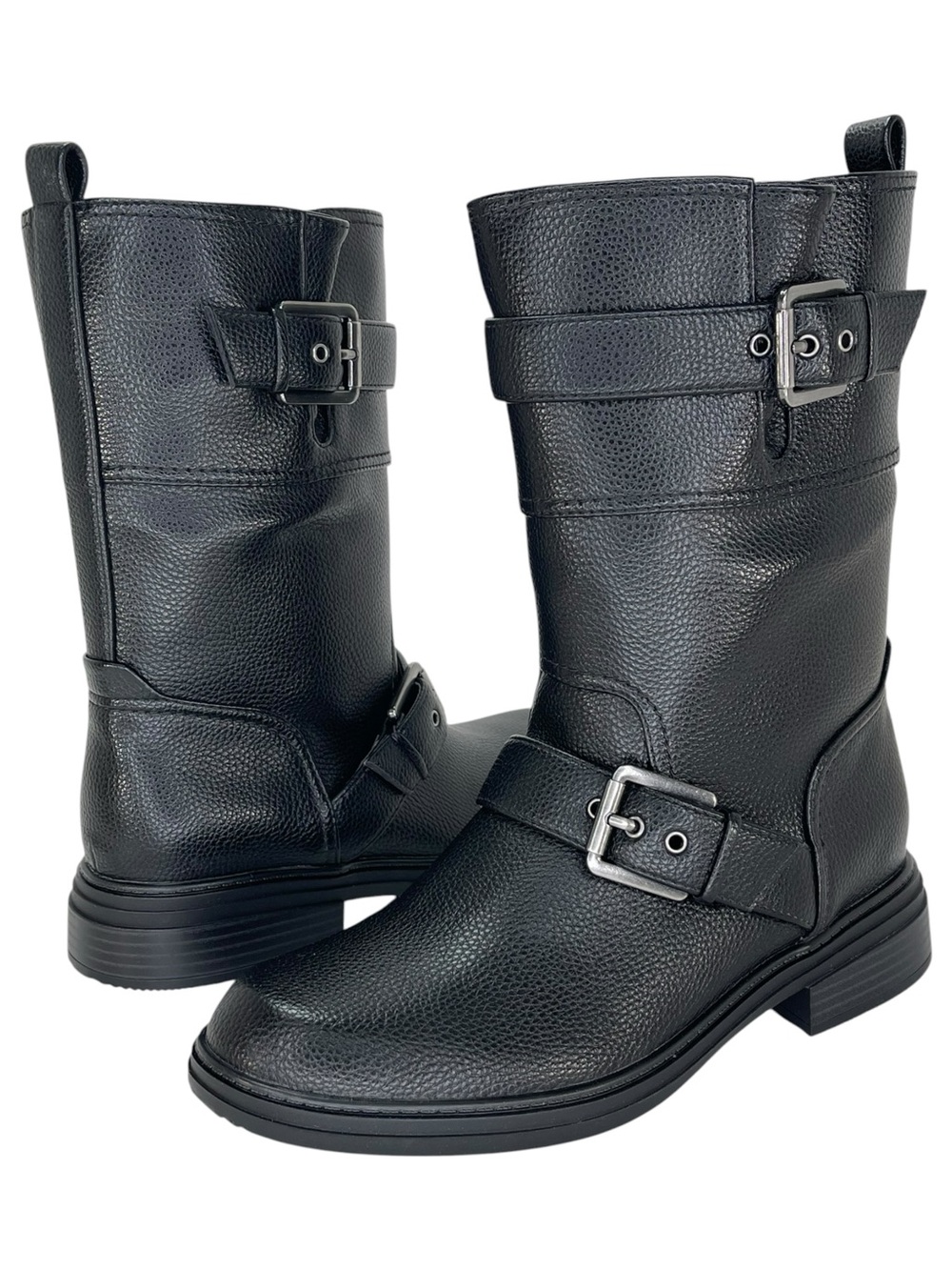 Naturalizer Latoya Black Pebbled Faux Leather Mid Calf Womens Boots Size 9W - Picture 1 of 12